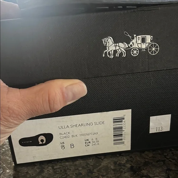 Coach Black and White Fuzzy Slides - Picture 2 of 6